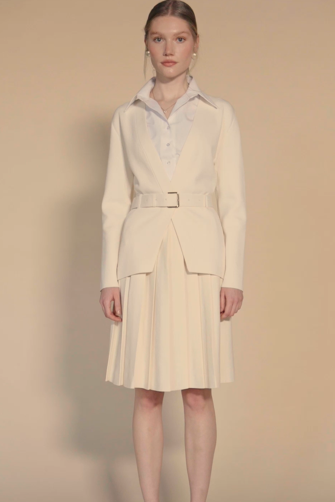 APP-S26-1100 BELTED WHITE BLAZER