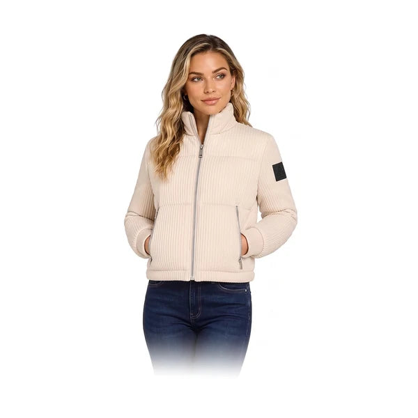 ARB-1426 BEIGE RIB LEATHER JACKET