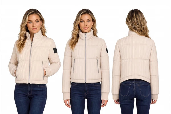 ARB-1426 BEIGE RIB LEATHER JACKET