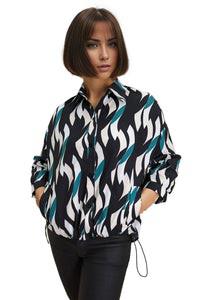 NANCY YANG T19631 BLACK&BLUE BLOUSE