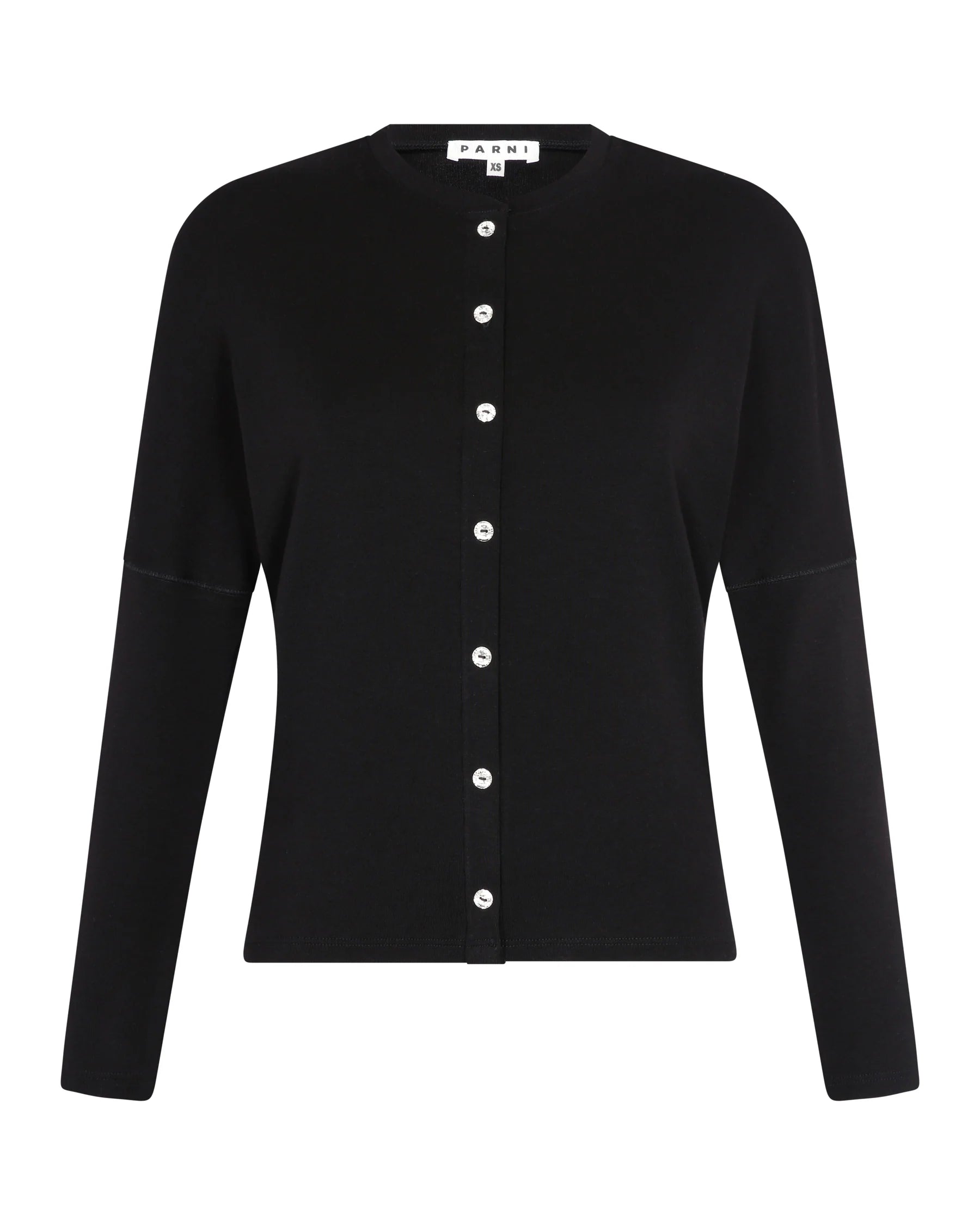 PAR-T423 BLACK DOLMAN RHINESTONE MOCK CARDIGAN