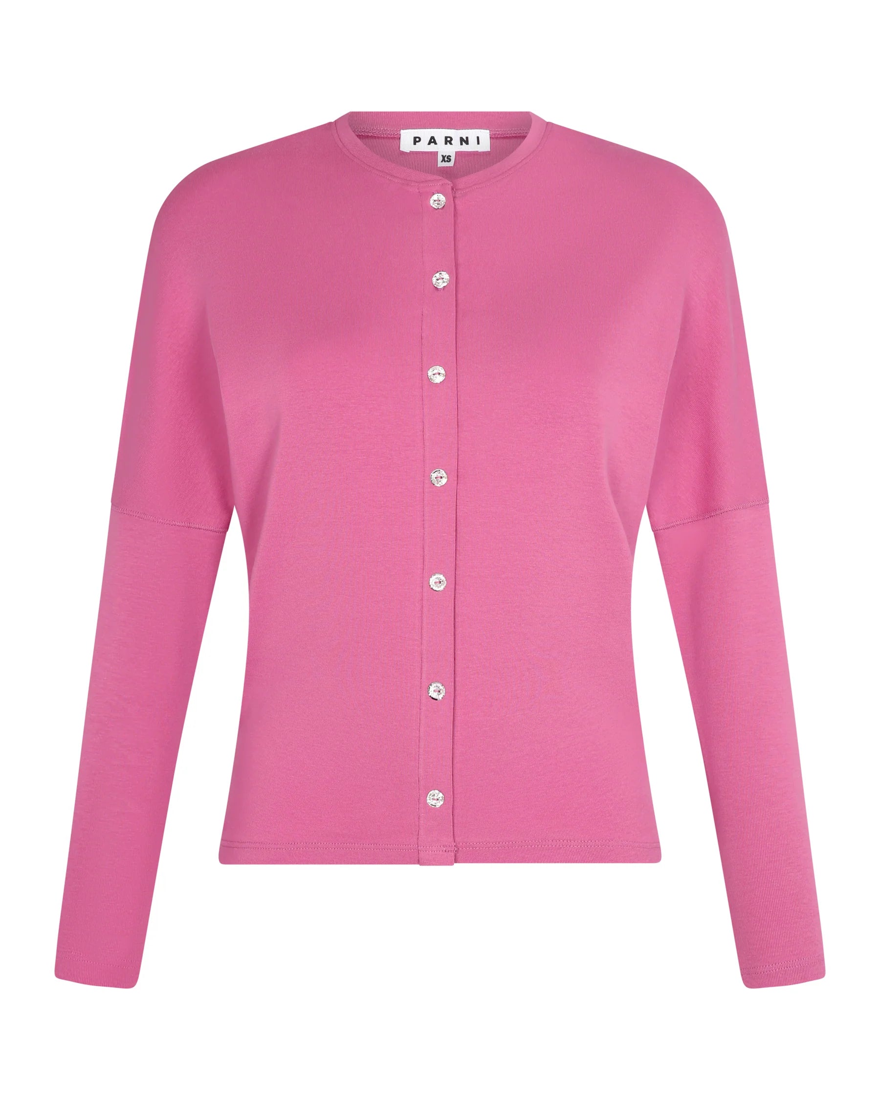 PAR-T423 ROSE DOLMAN RHINESTONE MOCK CARDIGAN