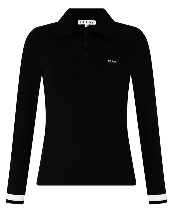PAR-T433 BLACK POLO TOP