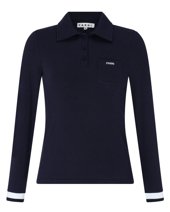 PAR-T433 NAVY POLO TOP
