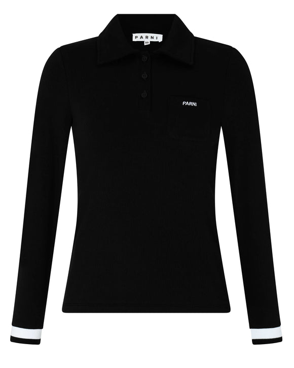 PAR-T434 BLACK POLO DOLMAN TOP