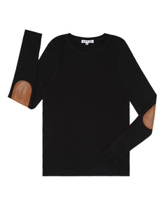 PAR-T436 BLACK LEATHER PATCH T-SHIRT
