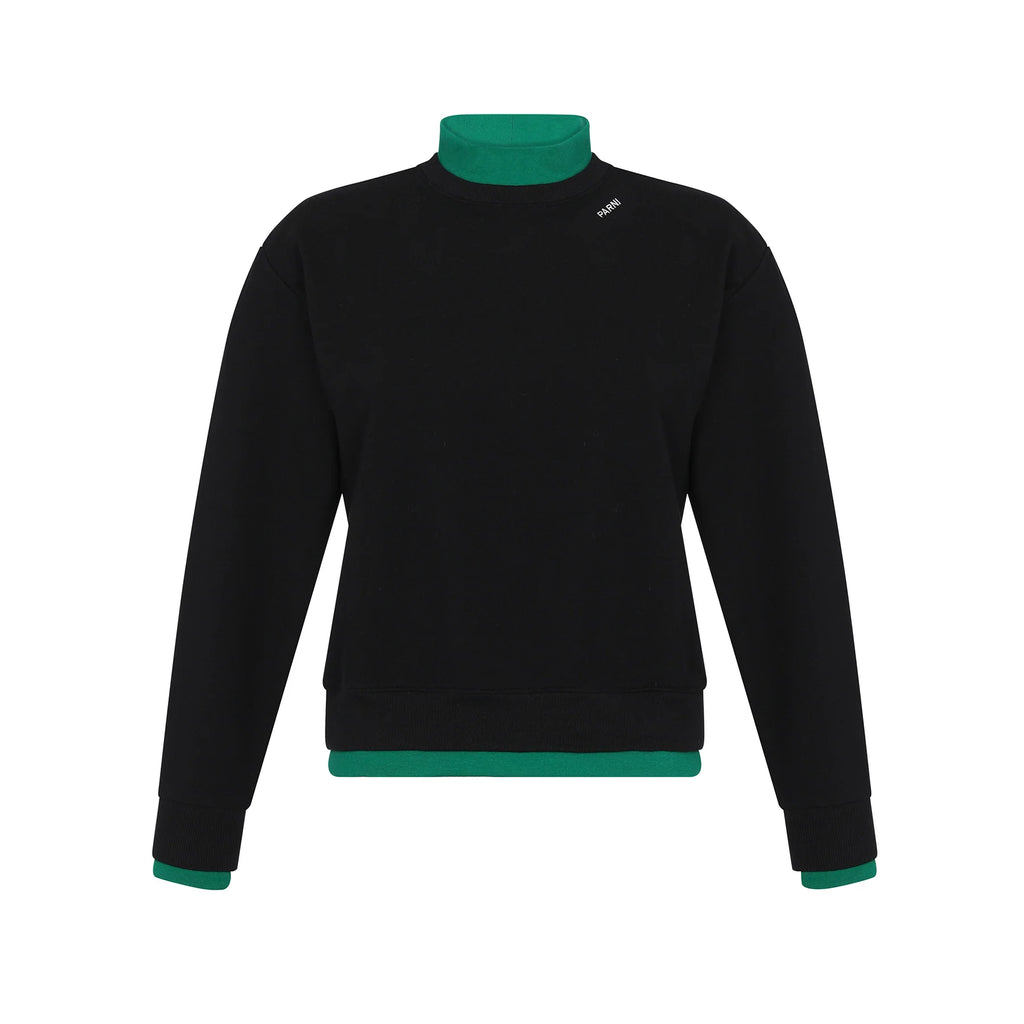 PAR-T474 BLACK MOCK NECK SWEATSHIRT