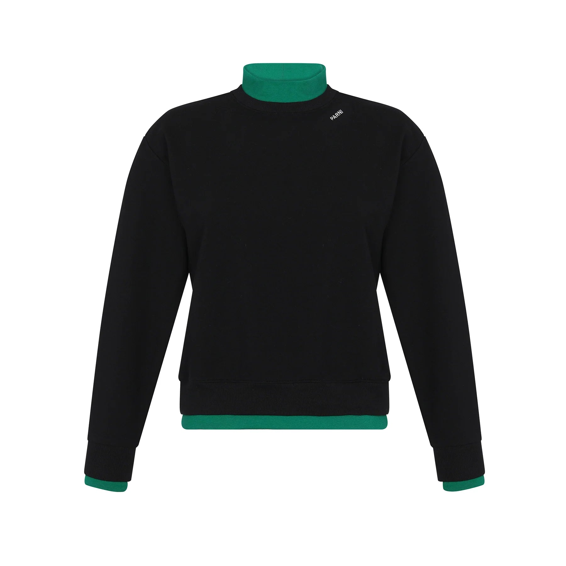 PAR-T474 BLACK MOCK NECK SWEATSHIRT