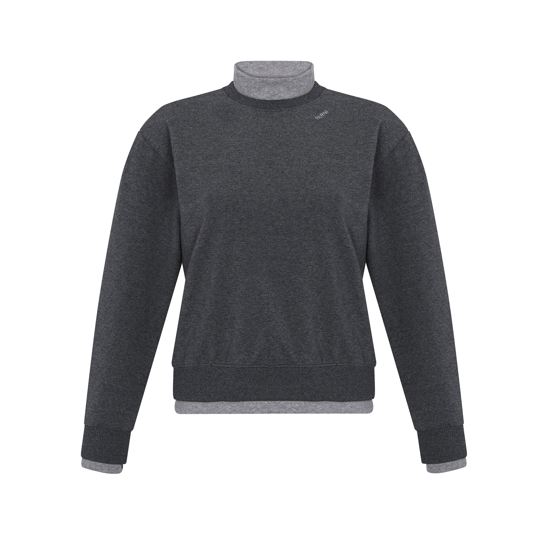 PAR-T474 GREY MOCK NECK SWEATSHIRT