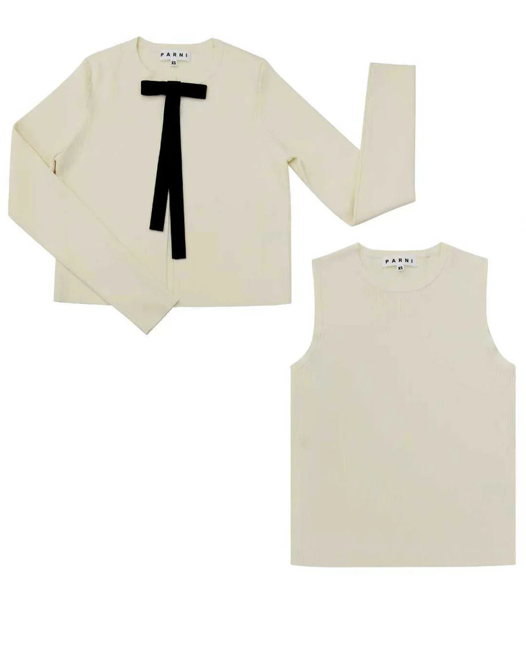 PAR-T482 IVORY BOW CARDIGAN