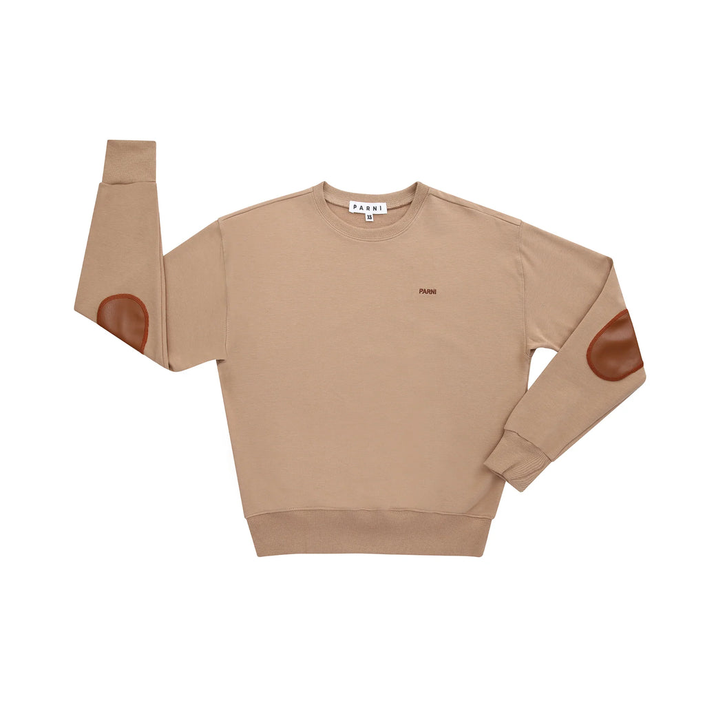 PAR-T494 CAMEL ELBOW PATCH SWEATSHIRT