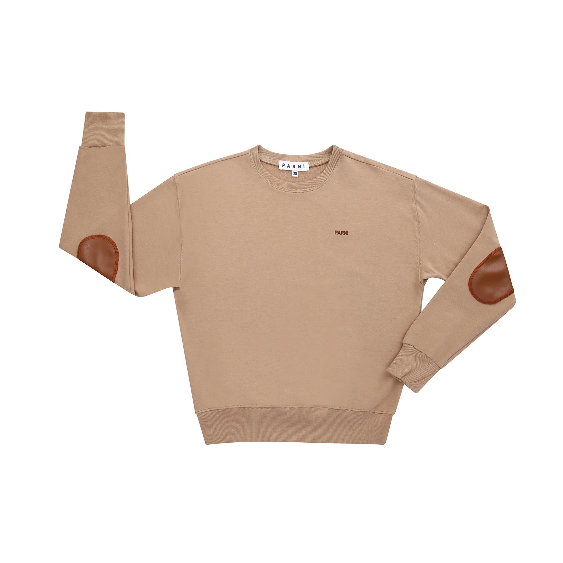 PAR-T494 CAMEL ELBOW PATCH SWEATSHIRT