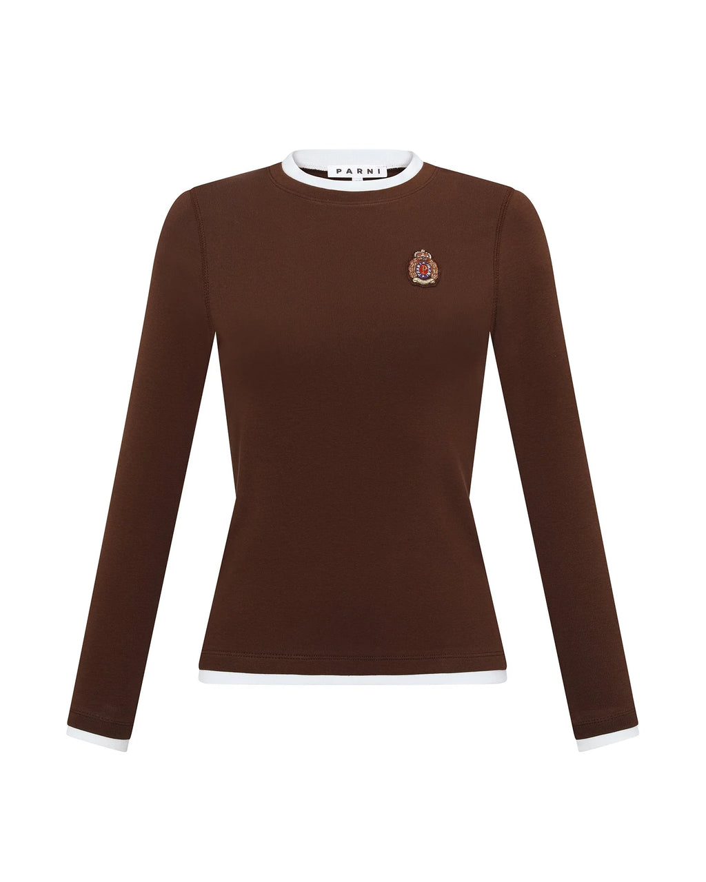 PAR-T513 BROWN LAYERED EMBLEM T-SHIRT