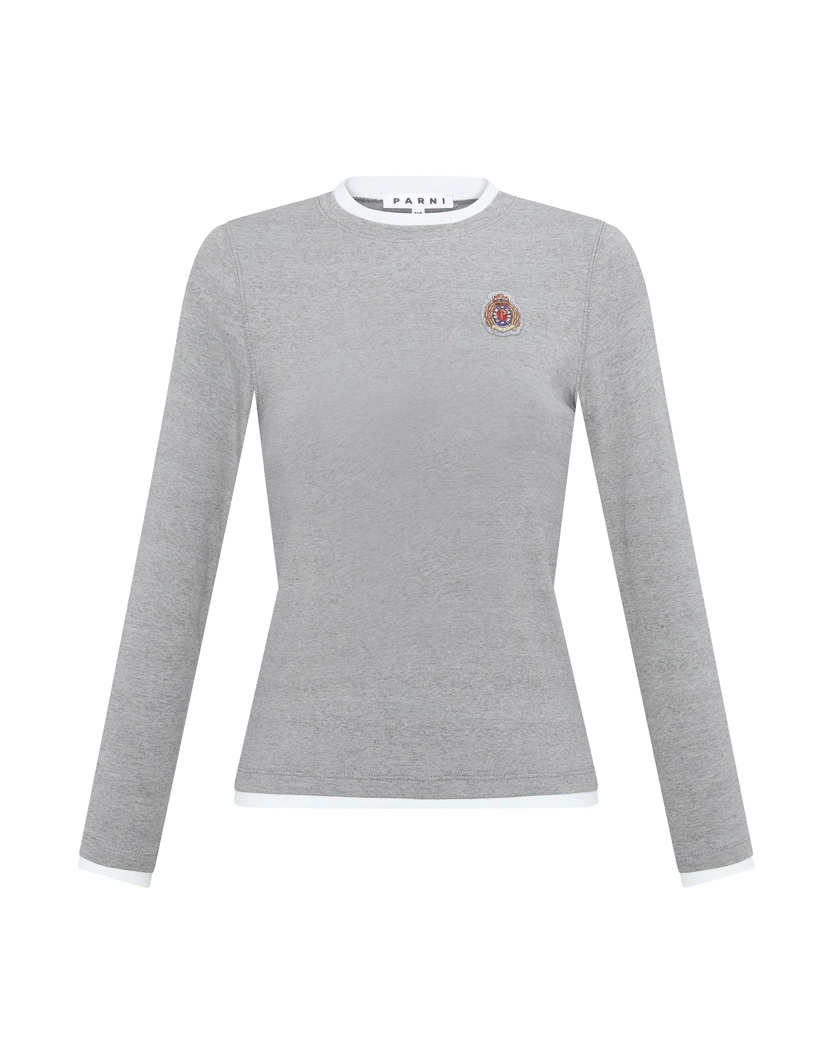 PAR-T513 GREY LAYERED EMBLEM T-SHIRT
