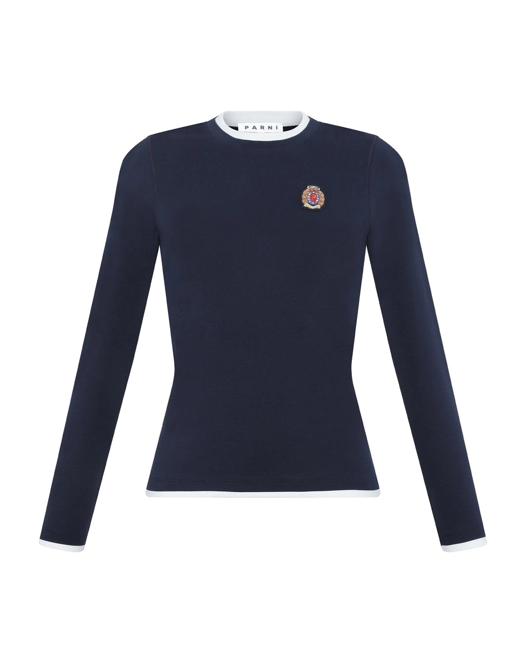PAR-T513 NAVY LAYERED EMBLEM T-SHIRT