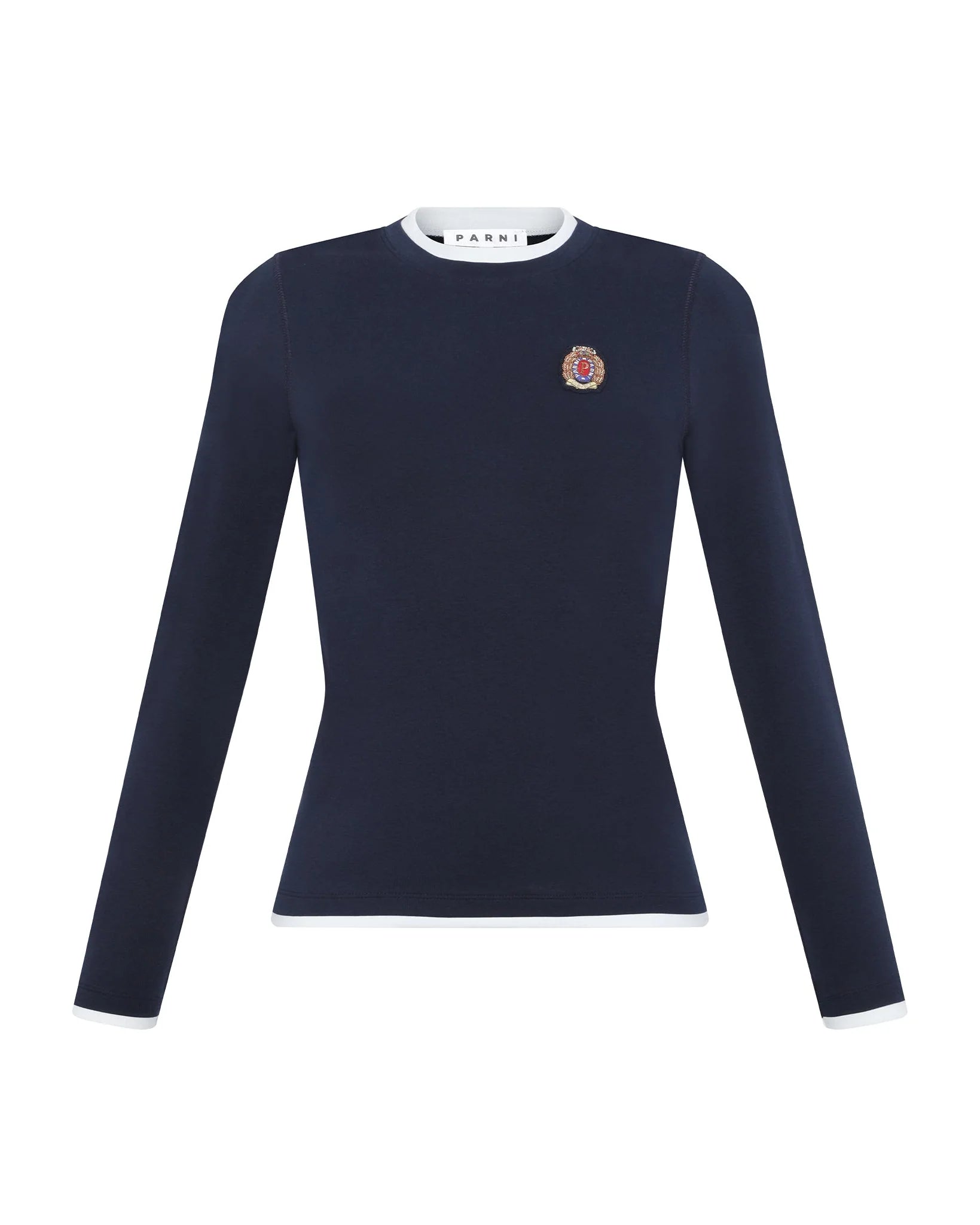 PAR-T513 NAVY LAYERED EMBLEM T-SHIRT
