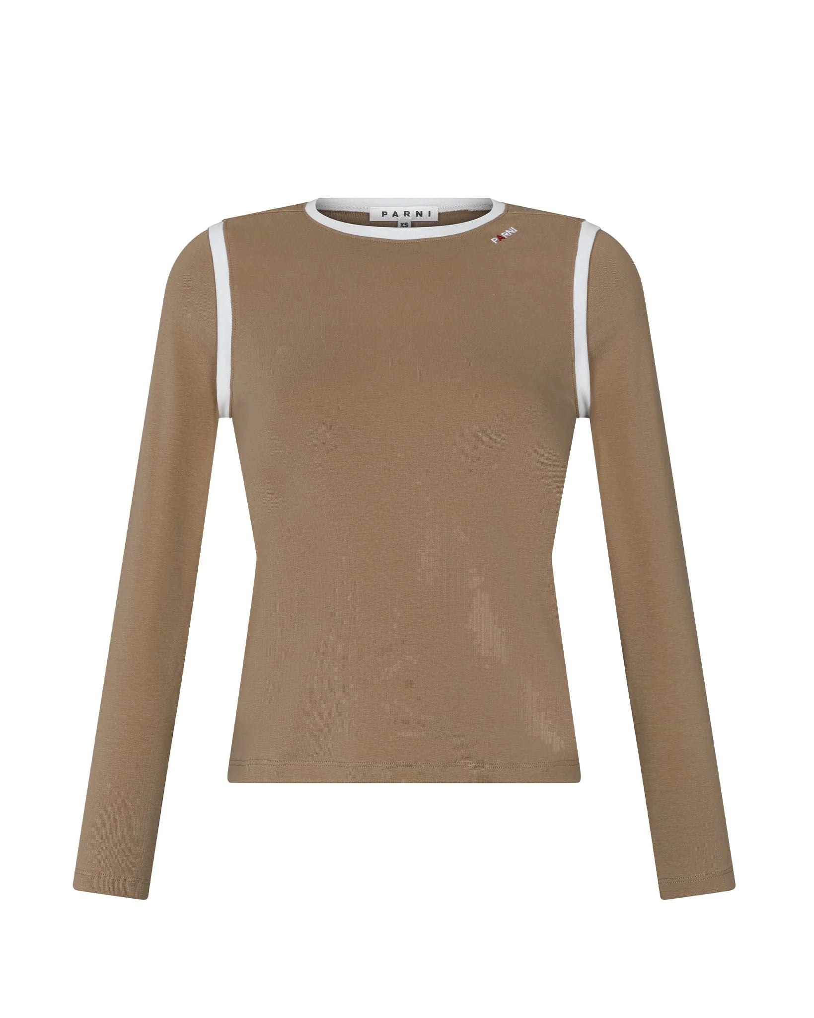 PAR-T517 CAMEL CONTRAST T-SHIRT