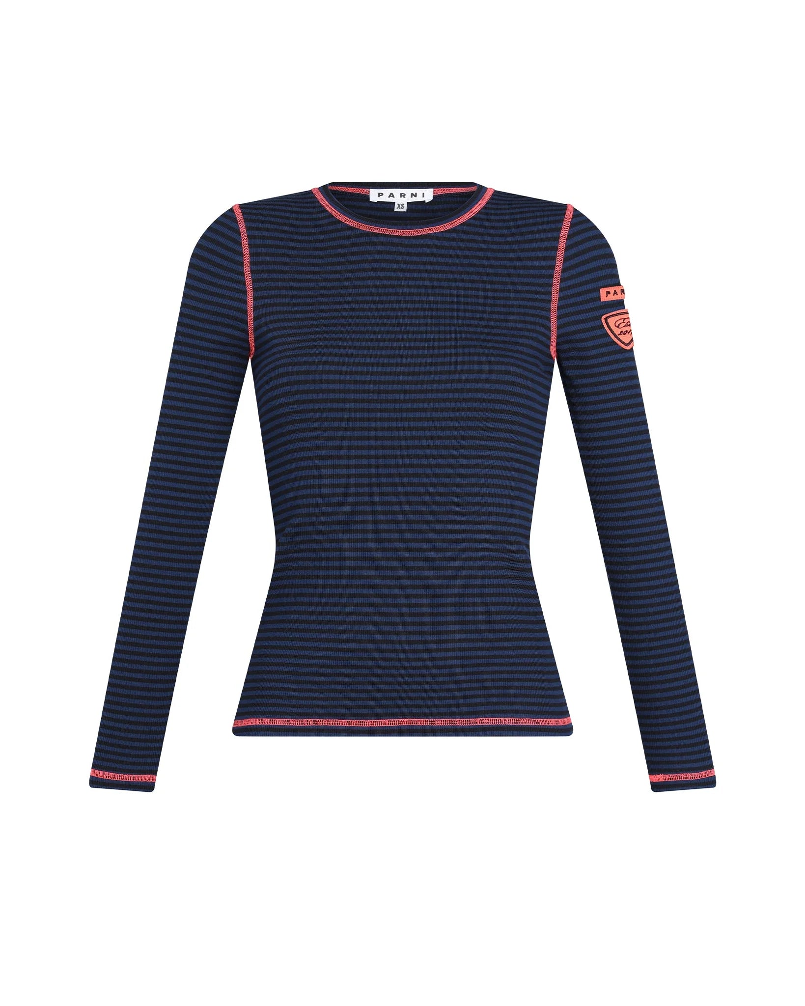 PAR-T524 BLACK&NAVY STRIPE DOLMAN T-SHIRT