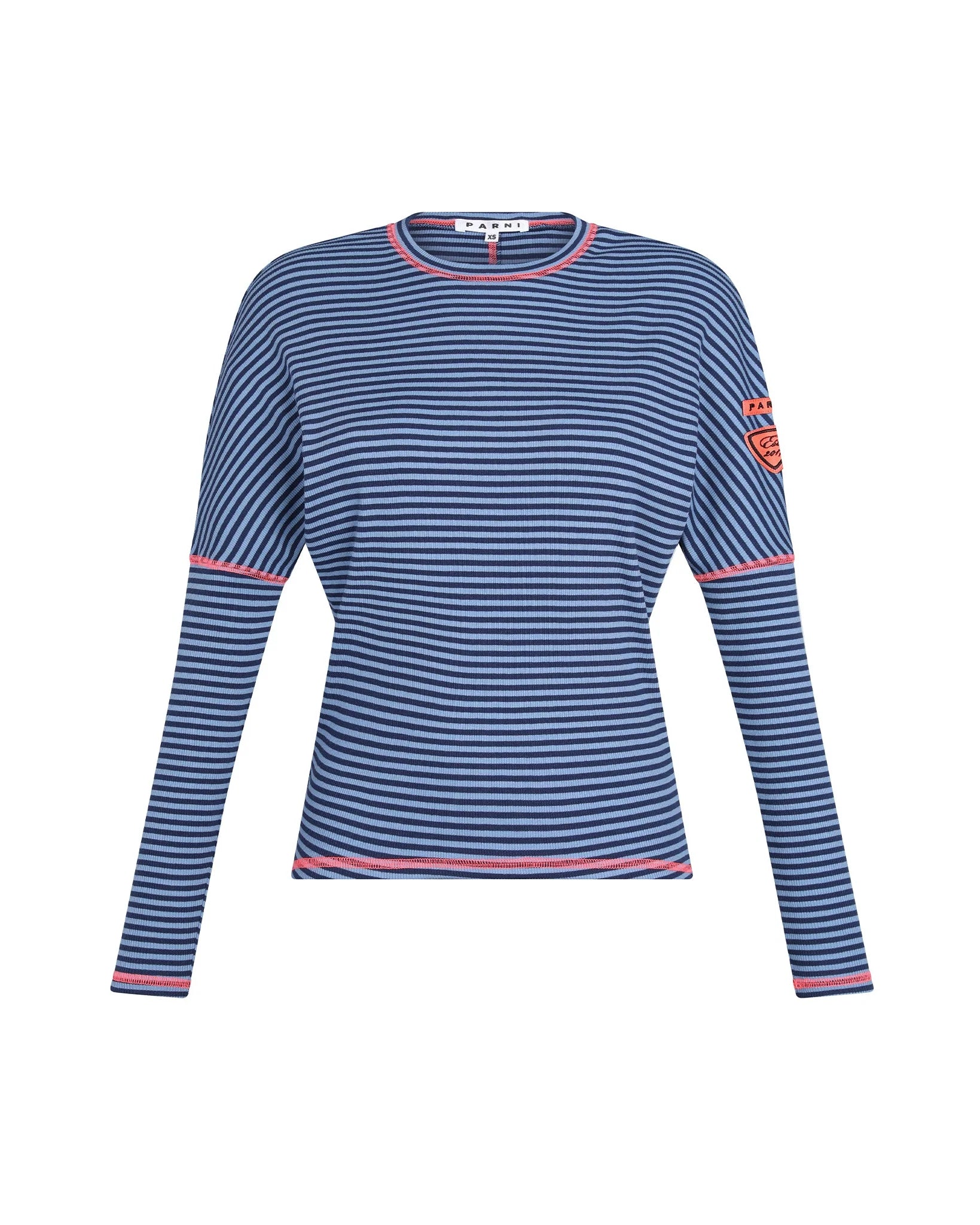 PAR-T524 BLUE&LIGHT BLUE STRIPE DOLMAN T-SHIRT
