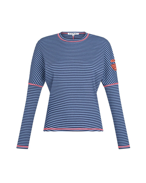 PAR-T524 BLUE&LIGHT BLUE STRIPE DOLMAN T-SHIRT