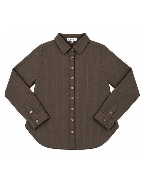PAR-T558 BROWN PINSTRIPED BLOUSE