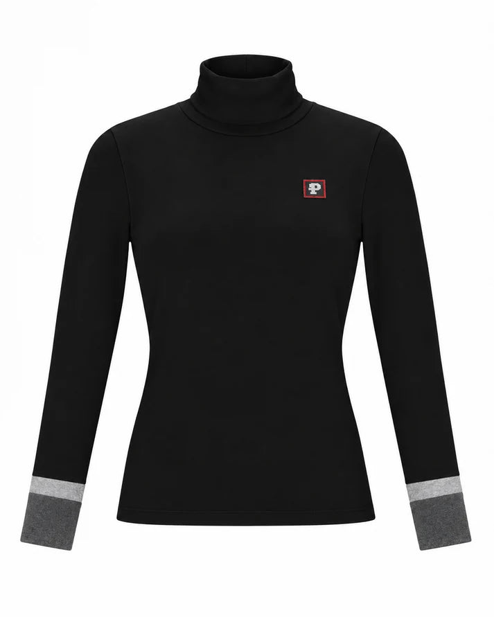 PAR-T573 BLACK CONTRAST SLEEVE TURTLENECK