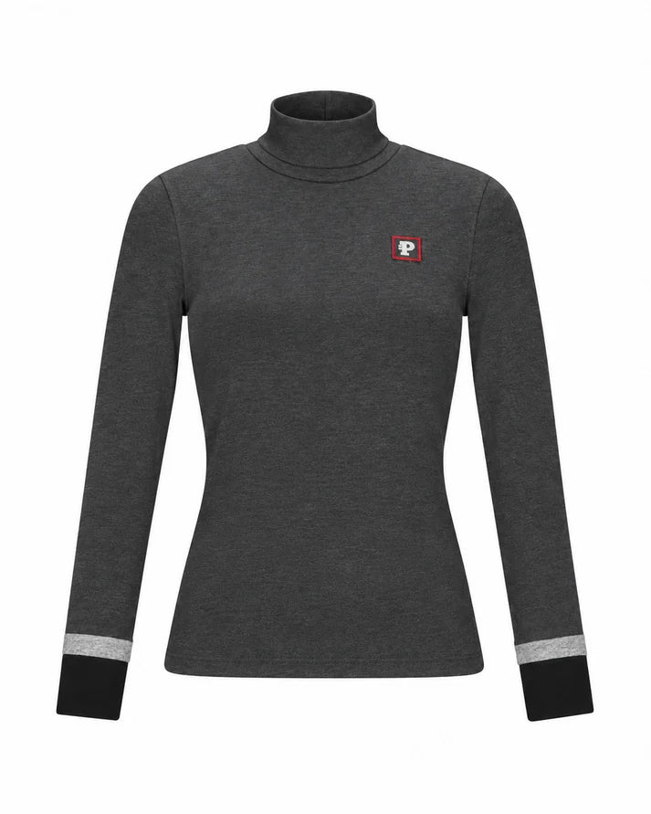 PAR-T573 BLACK CONTRAST SLEEVE TURTLENECK