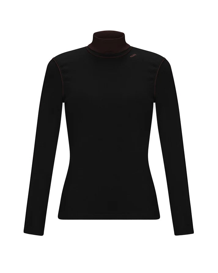 PAR-T575 BLACK CONTRAST PIPING TURTLENECK