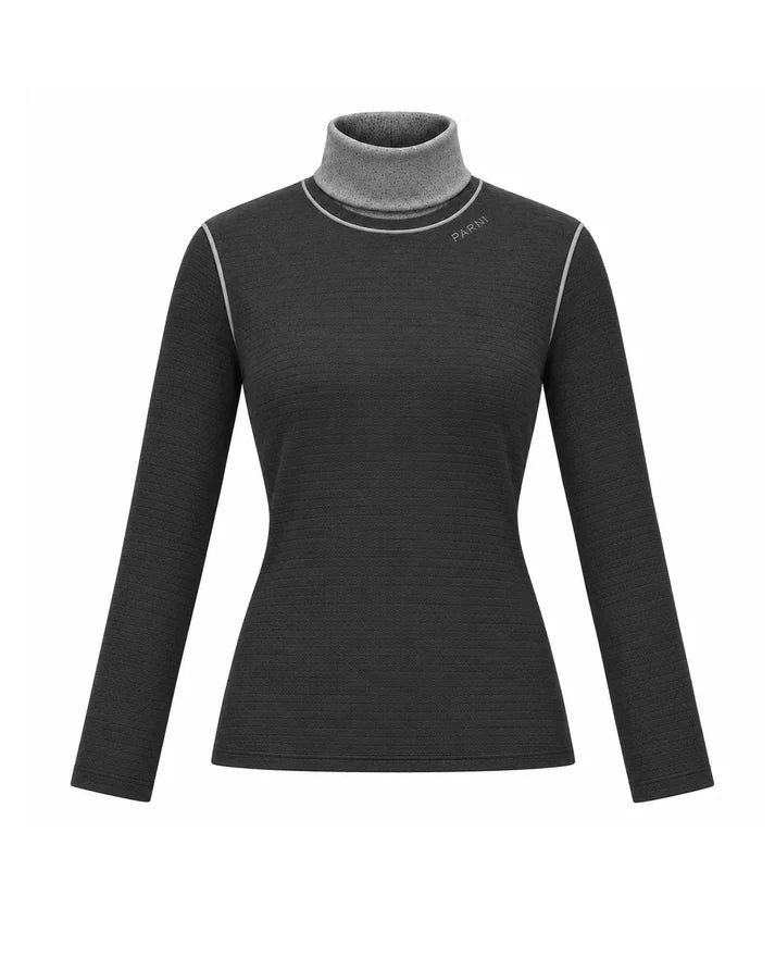 PAR-T575 BLACK CONTRAST PIPING TURTLENECK
