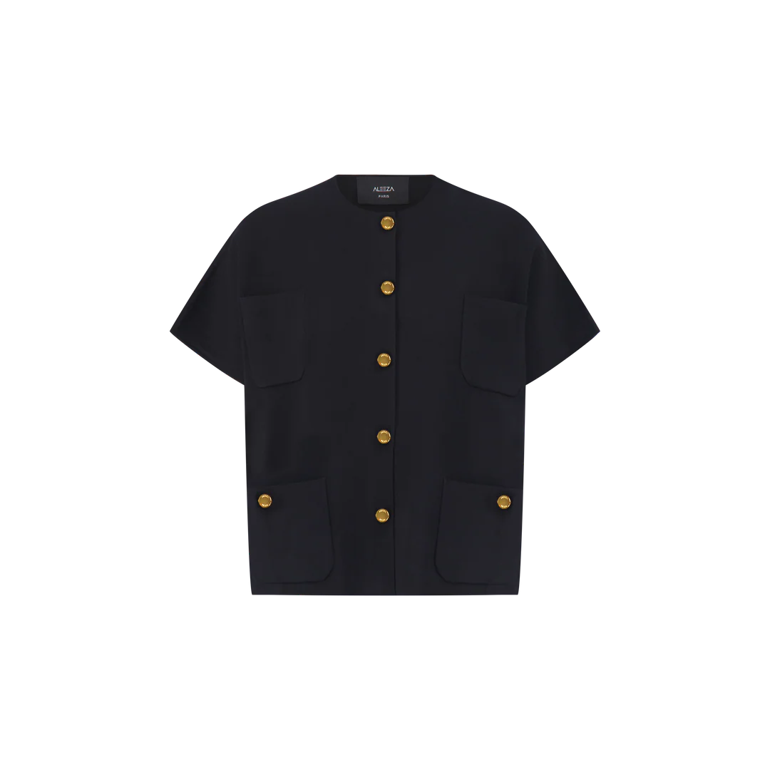 ALZ-T914 BLACK SHORT SLEEVED JACKET