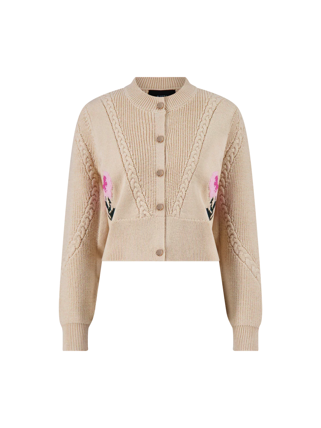 ALZ-T920 LATTE FLOWER EMBROIDERED CARDIGAN