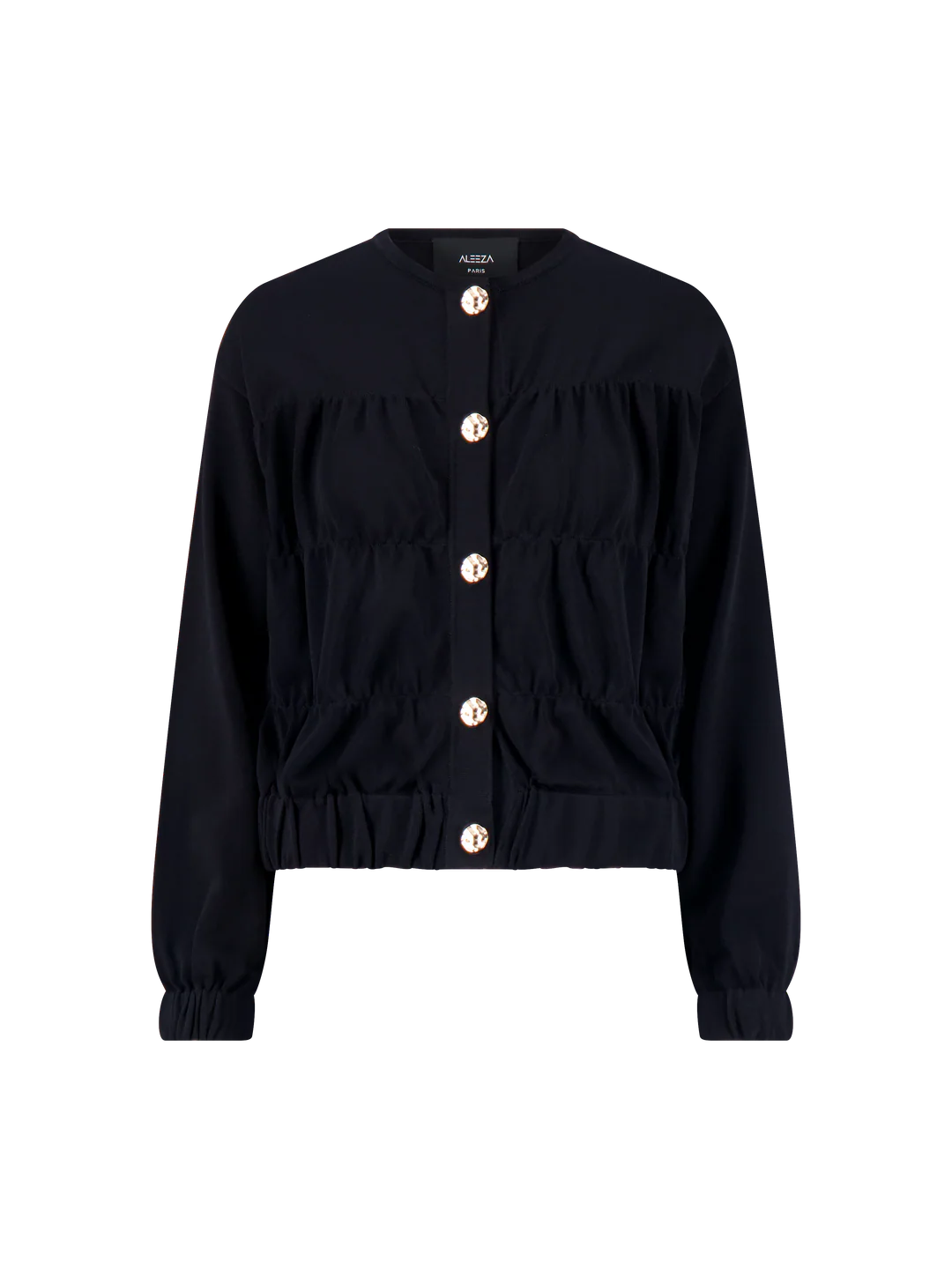 ALZ-T930 BLACK GATHERED CARDIGAN