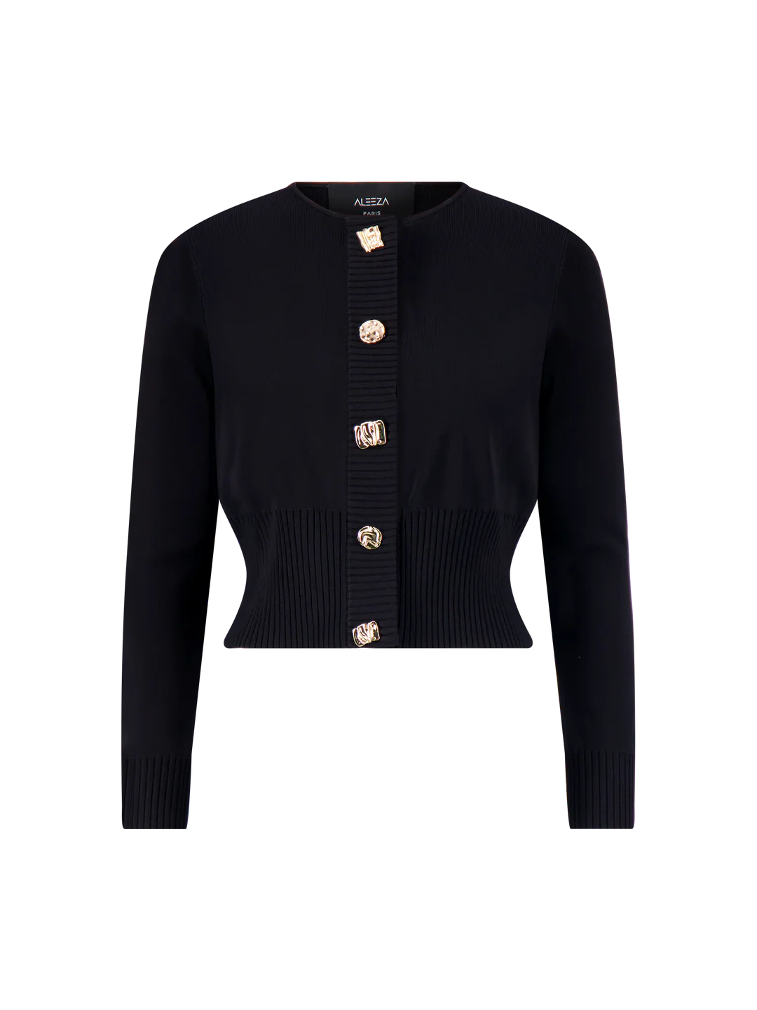 ALZ-T945 BLACK ORNATE BUTTONS CARDIGAN
