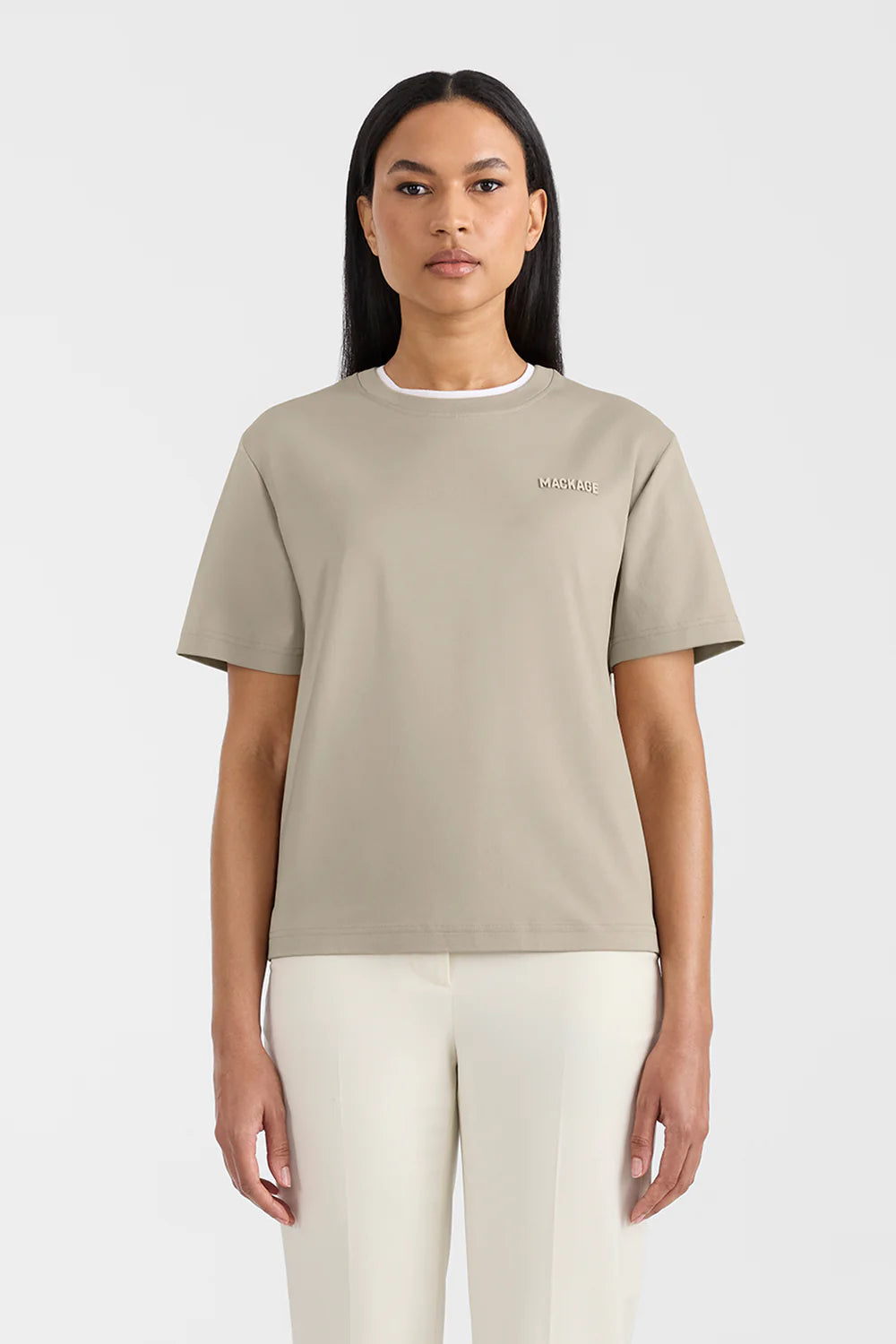 MKG-TEE-WNV TAUPE&WHITE T-SHIRT