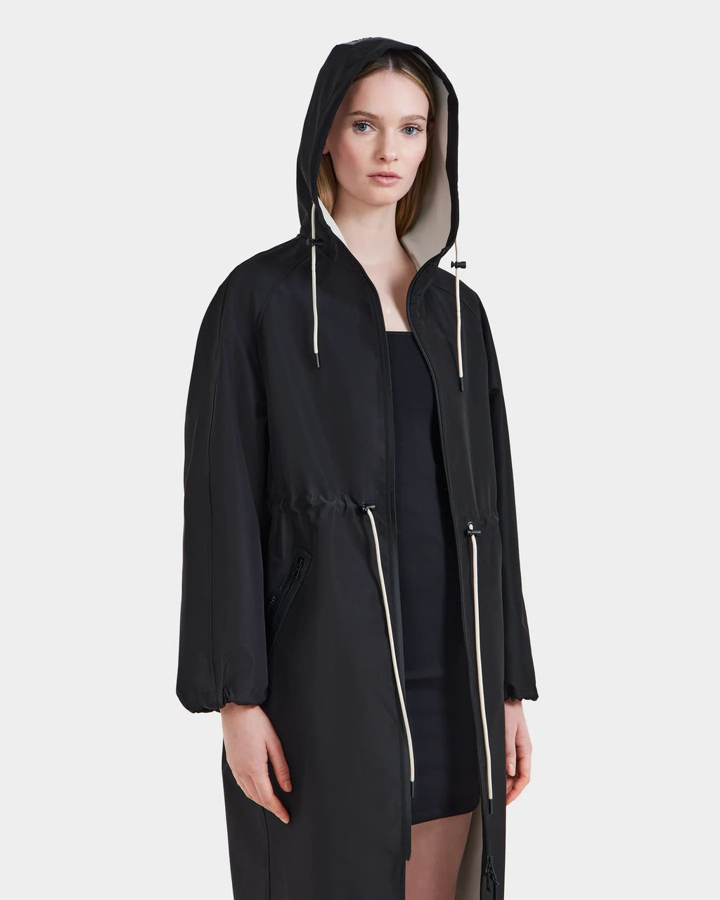 RUD-8125008 CARLA BLACK LONG RAINCOAT