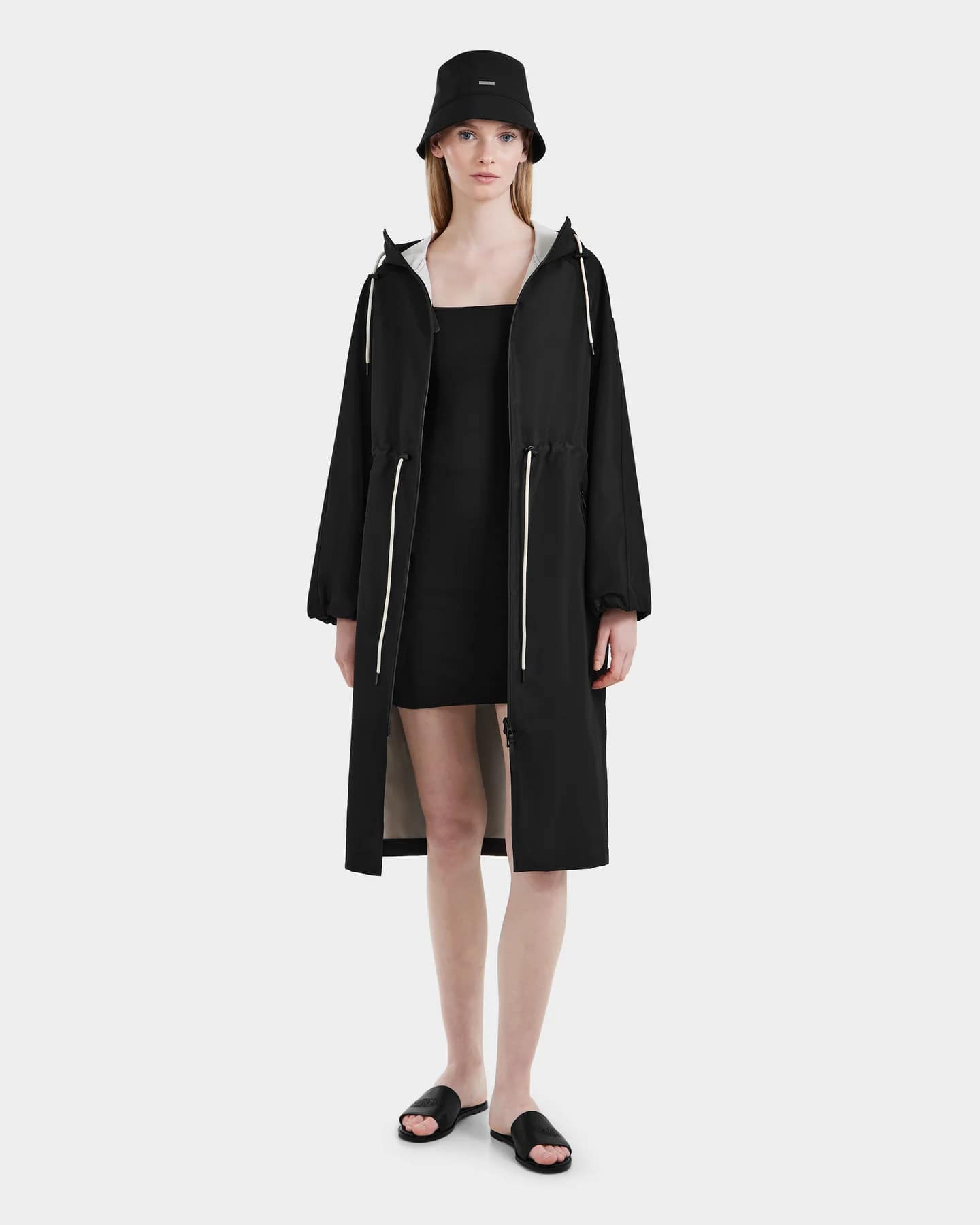 RUD-8125008 CARLA BLACK LONG RAINCOAT