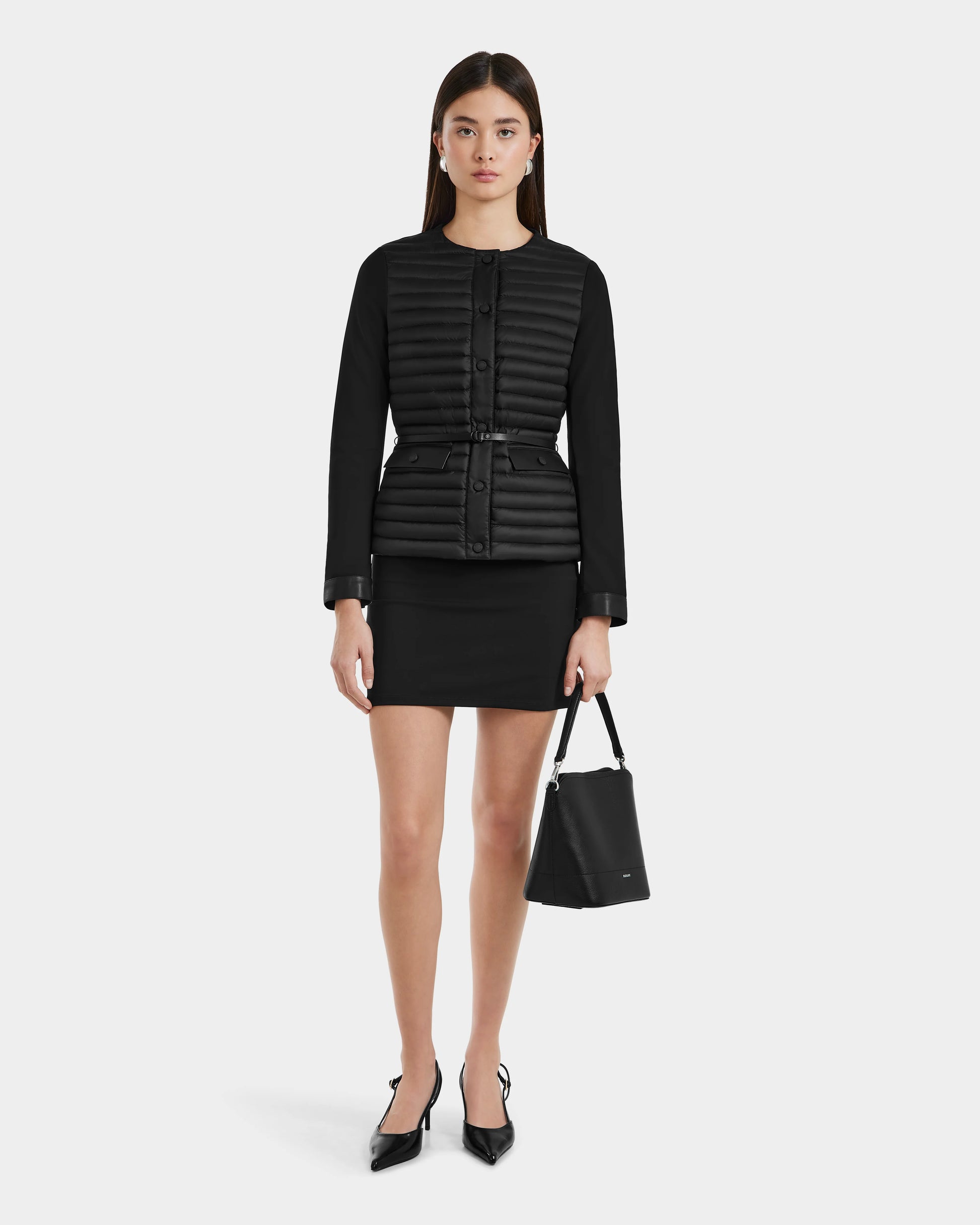 RUD-8125006 LINA BLACK PUFFER BELT JACKET