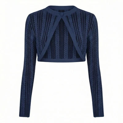 NUE-NUA7142 NAVY AMALIA KNIT BOLERO