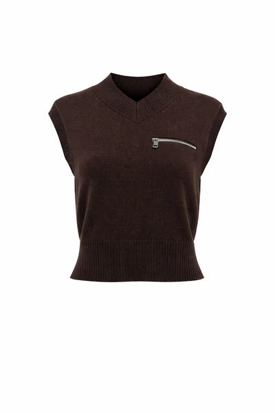 NUE-NUA7112 CHOCOLATE AMELIA ZIP VEST