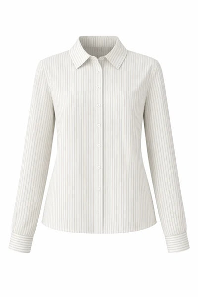 NUE-NUA7114 BROWN CLAIRE STRIPED BLOUSE