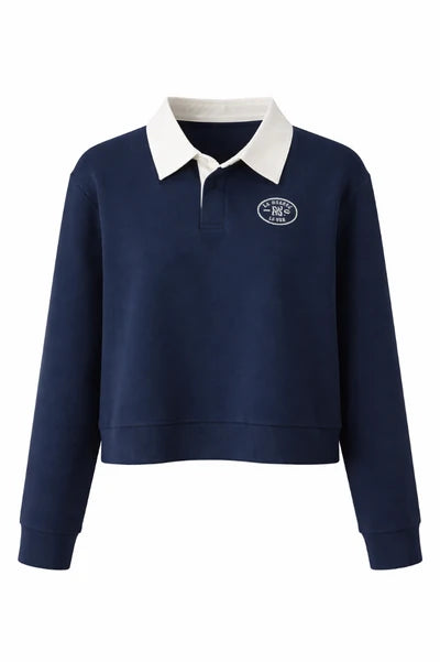 NUE-NUA7130 NAVY SERA COLLAR TOP