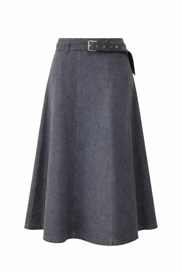 NUE-NUA7106 GREY AURELLE BELT SKIRT