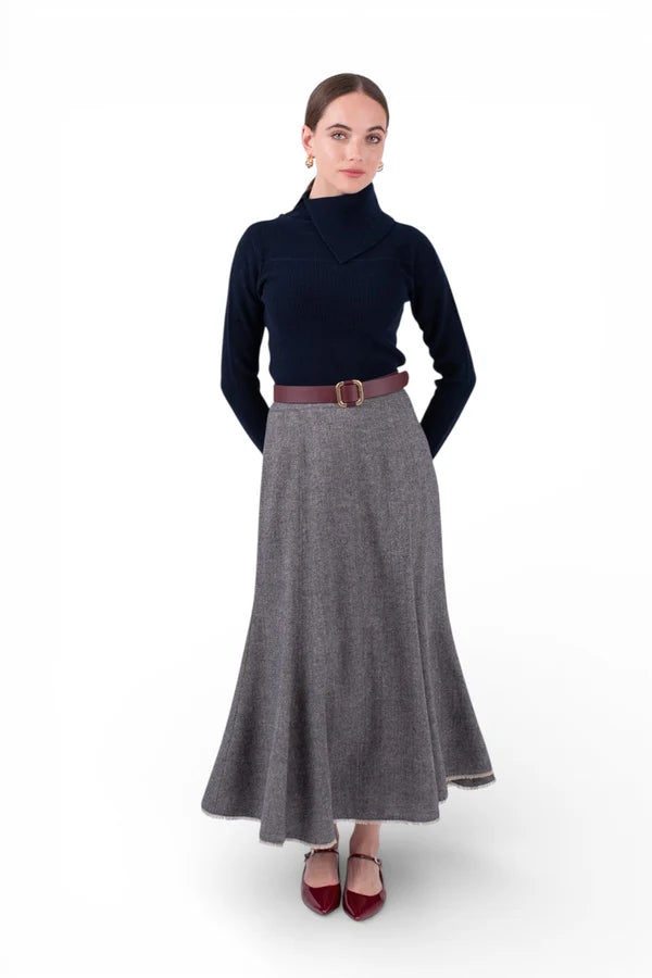 MUN-MNA7049 NAVY ESTELLE SKIRT