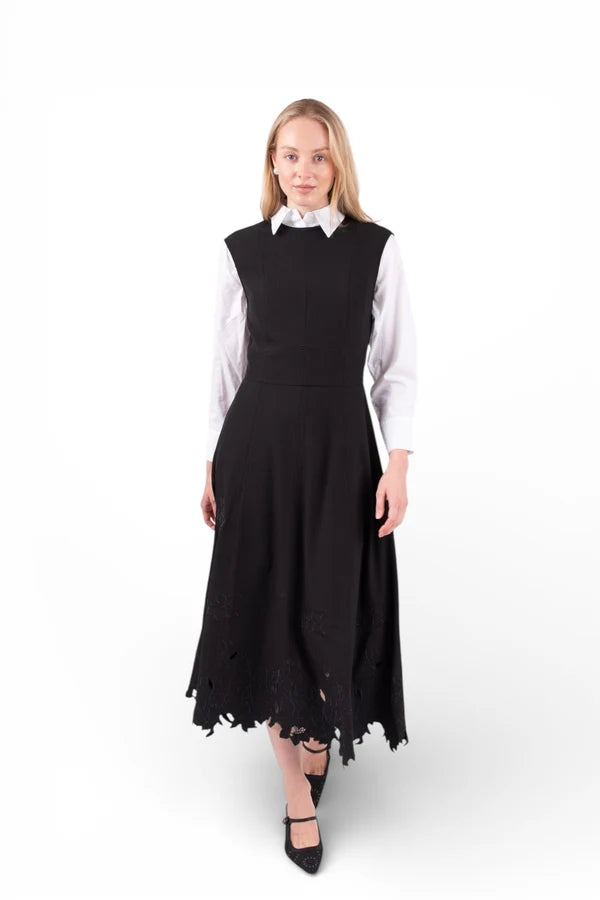MUN-MNA7050 BLACK DEMI DETAIL DRESS