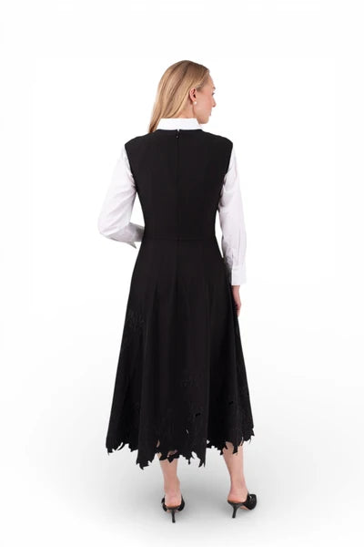 MUN-MNA7050 BLACK DEMI DETAIL DRESS