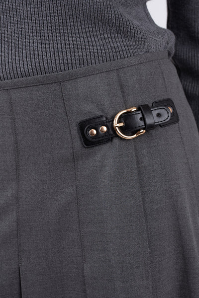 MUN-MNA7108 GUNMETAL LUCIE BUCKLE SKIRT