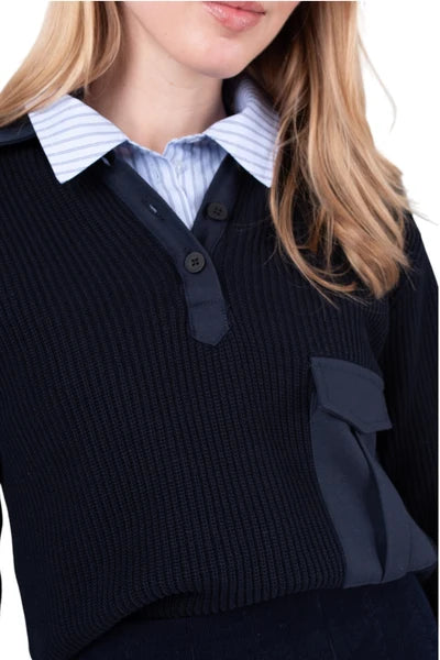 MUN-MNA7117 NAVY EIRA POCKET TOP