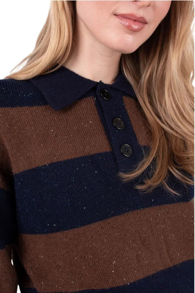 MUN-MNA7129 NAVY RUGBY STRIPE TOP