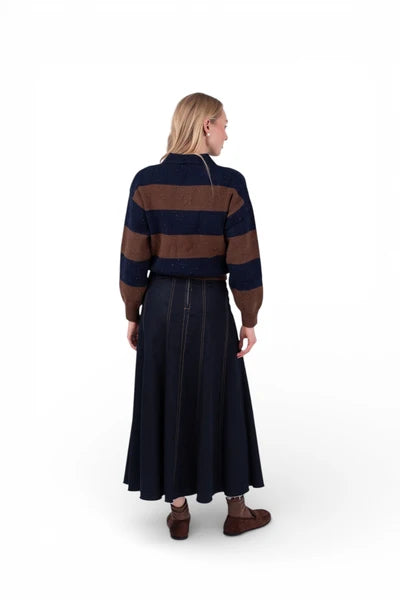 MUN-MNA7129 NAVY RUGBY STRIPE TOP