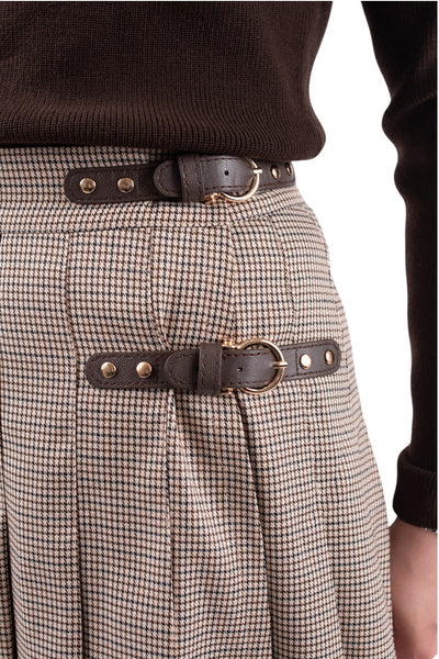 MUN-MNA7162 BROWN PLAID COLLETE SKIRT